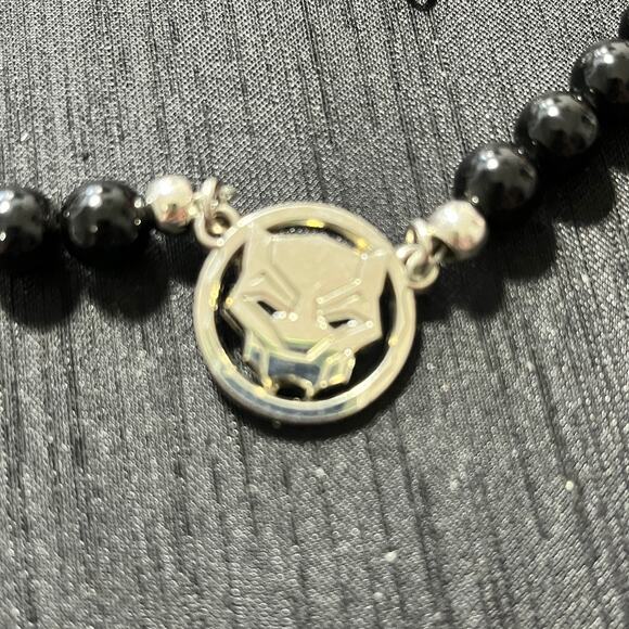 Marvel Tourmaline Black Silver Necklace 16" to 26" - Picture 3 of 4